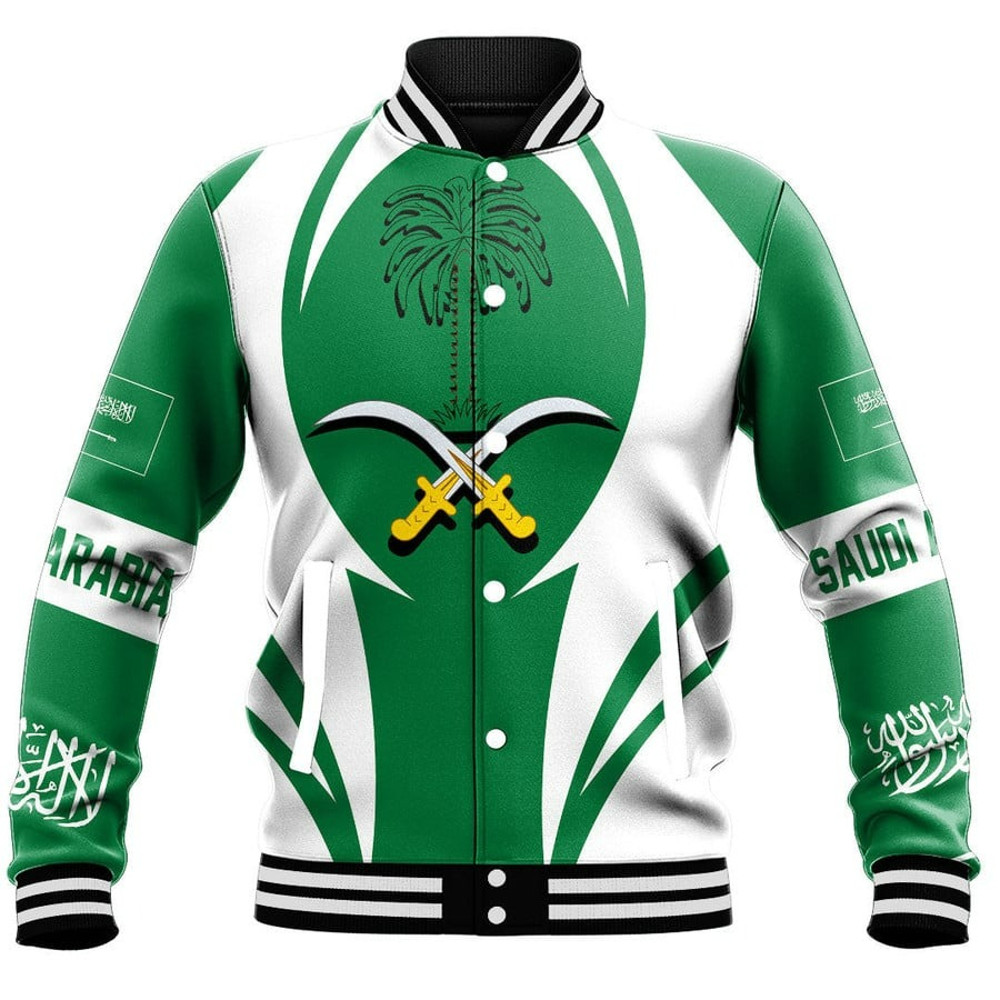 Saudi Arabia Action Flag Baseball Jacket, African Baseball Jacket For Men Women