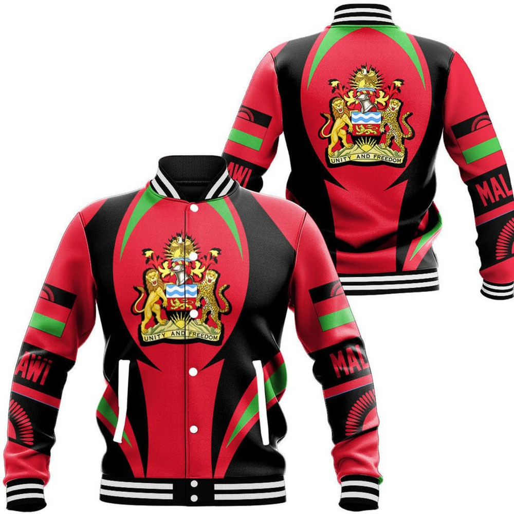 Malawi Action Flag Baseball Jacket, African Baseball Jacket For Men Women