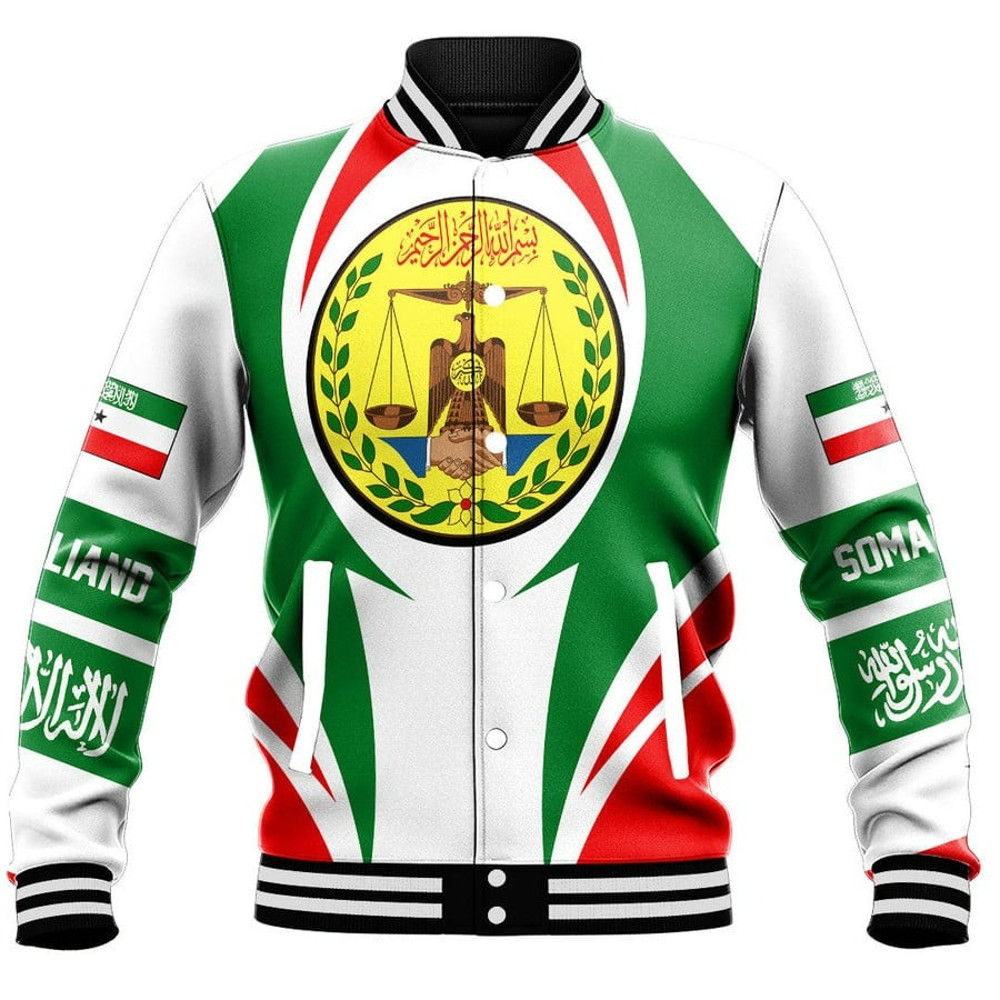 Somaliand Action Flag Baseball Jacket, African Baseball Jacket For Men Women