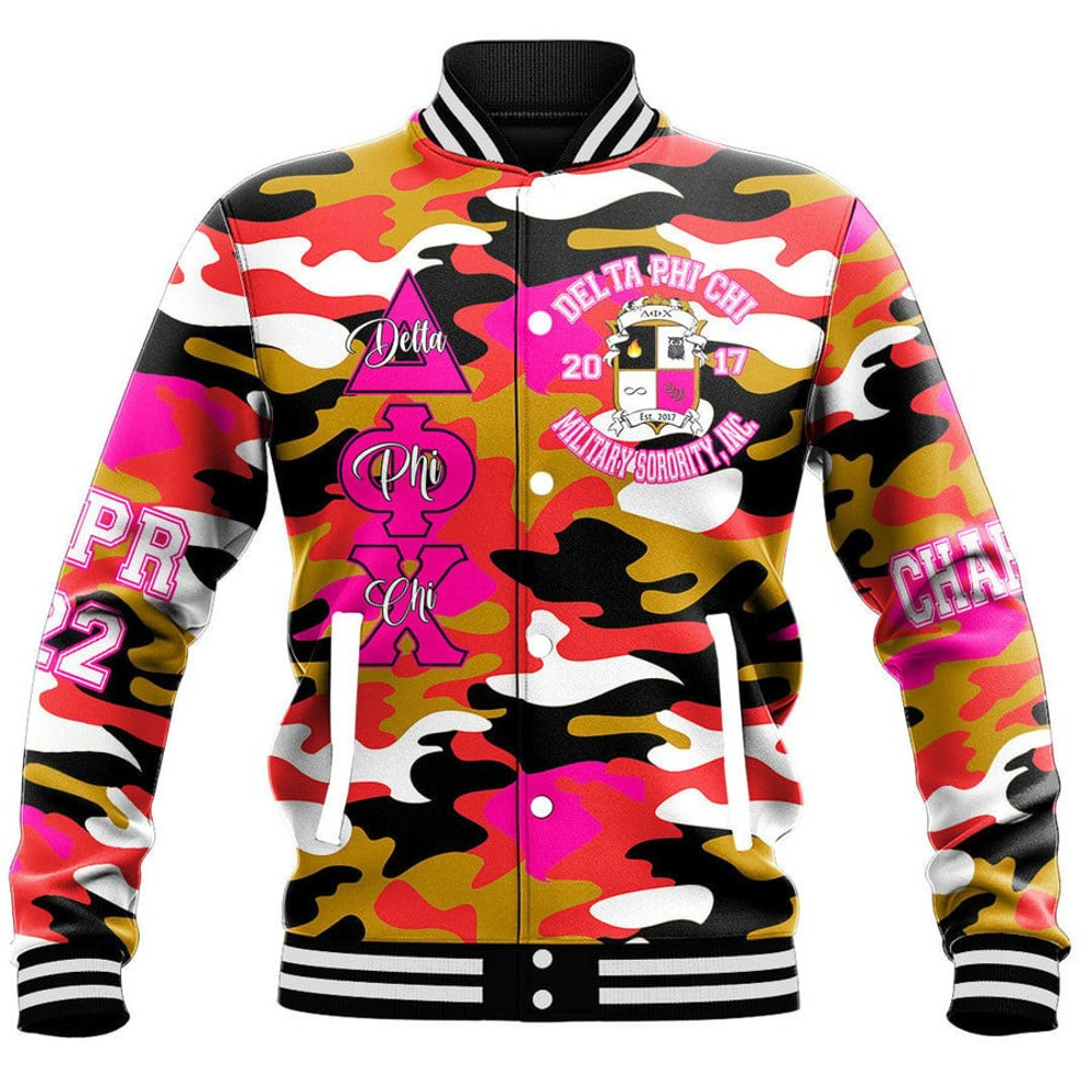 Delta Phi Chi Camo Baseball Jackets, African Baseball Jacket For Men Women