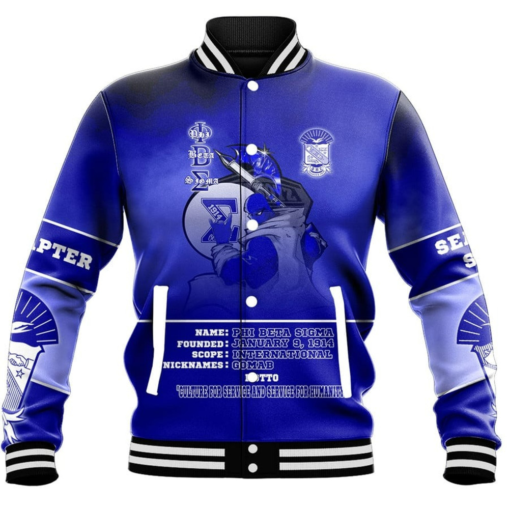 Phi Beta Sigma Motto Baseball Jackets, African Baseball Jacket For Men Women