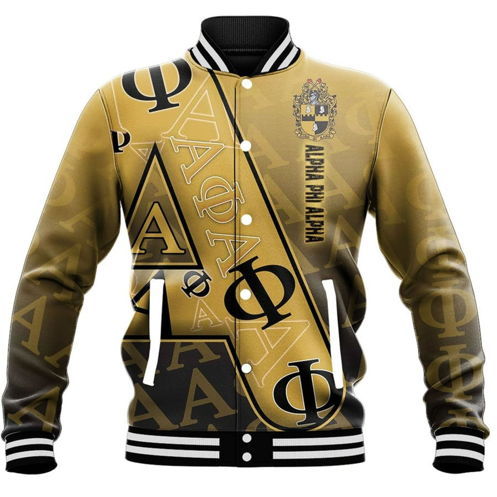 Alpha Phi Alpha Letters Pattern Baseball Jackets, African Baseball Jacket For Men Women