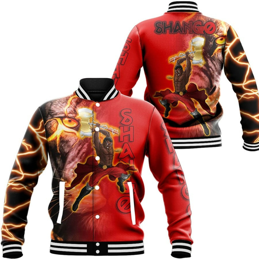 Orisha Shango Lion Baseball Jackets, African Baseball Jacket For Men Women