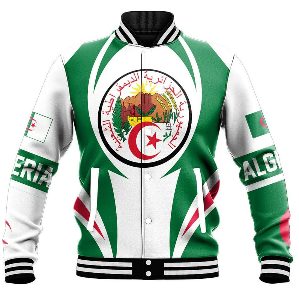 Algeria Action Flag Baseball Jacket, African Baseball Jacket For Men Women