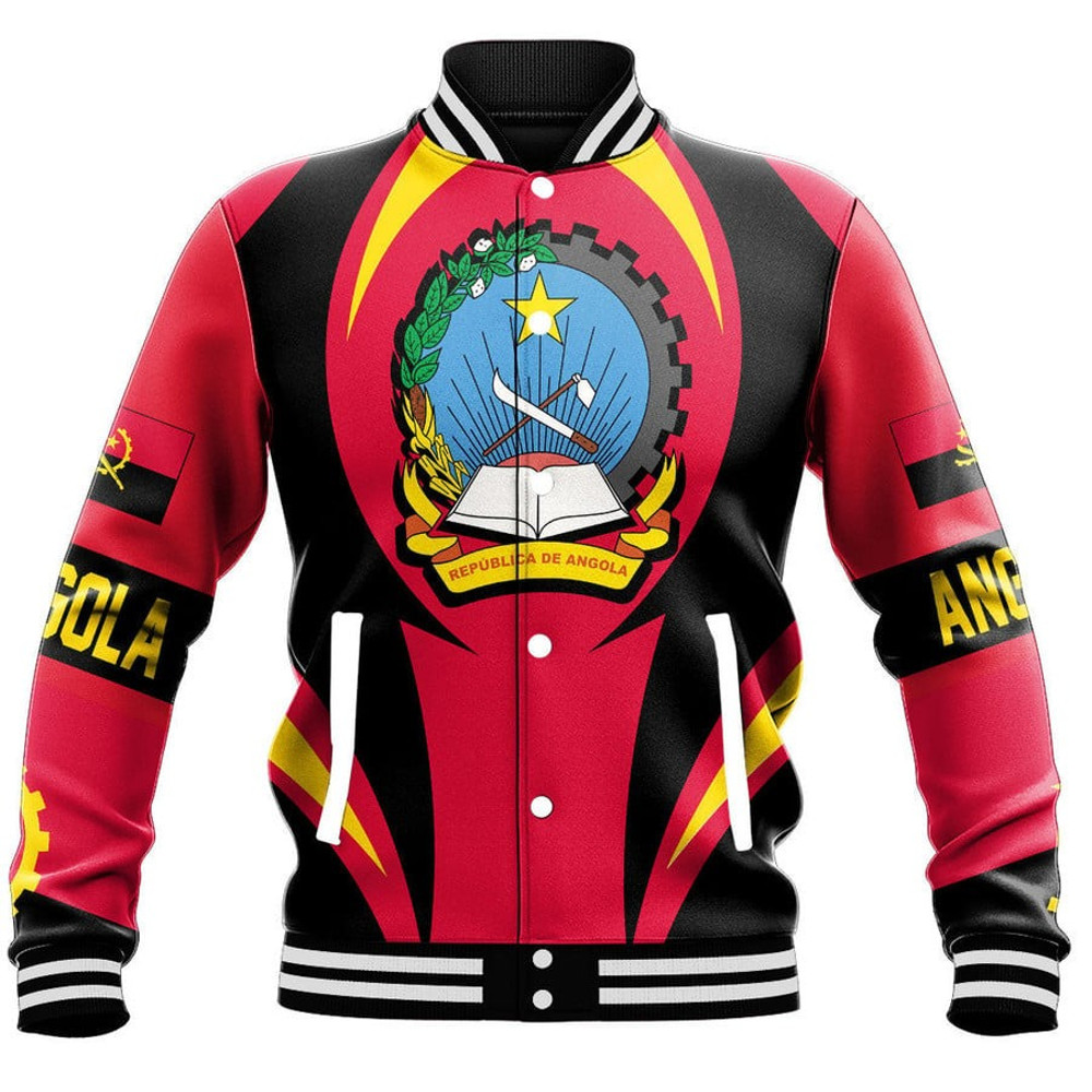 Angola Action Flag Baseball Jacket, African Baseball Jacket For Men Women
