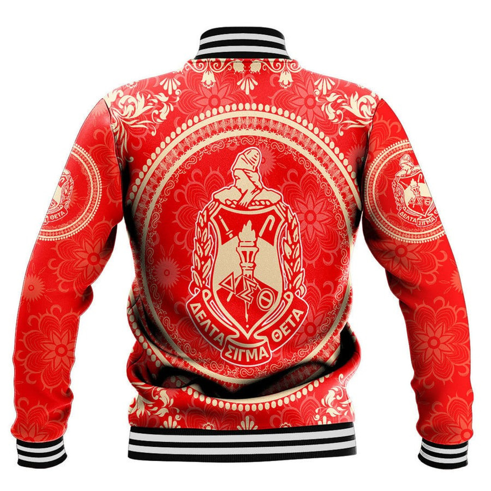 Delta Sigma Theta Floral Pattern Baseball Jackets, African Baseball Jacket For Men Women 02