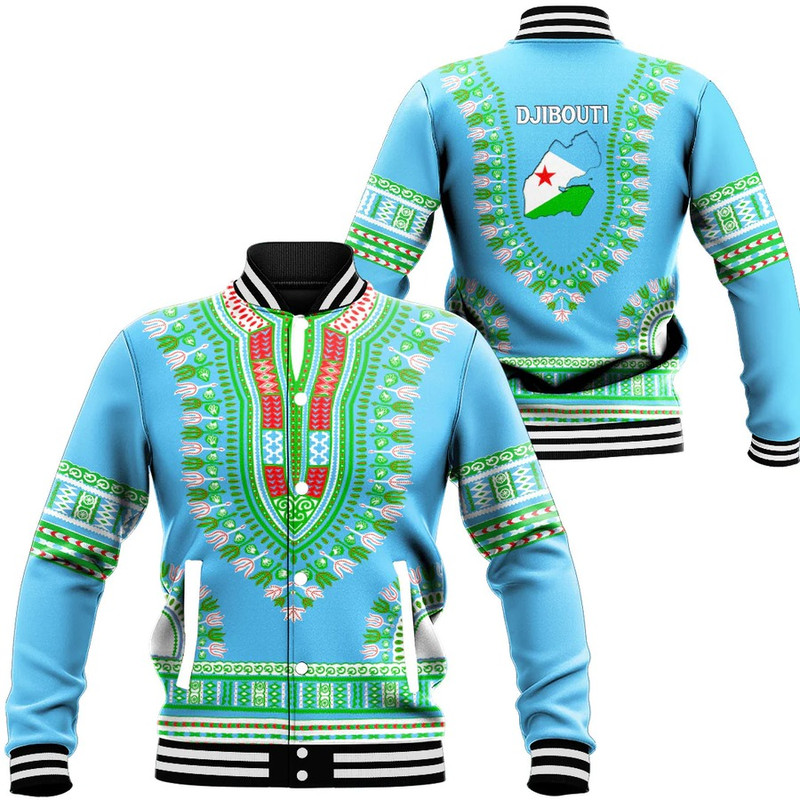 Djibouti Traditional Dashiki, African Baseball Jacket For Men Women