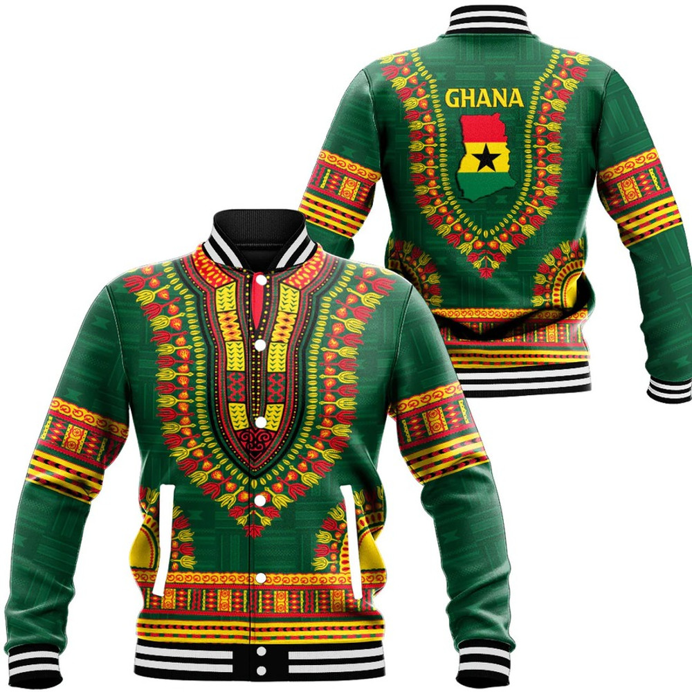Ghana Traditional Dashiki, African Baseball Jacket For Men Women