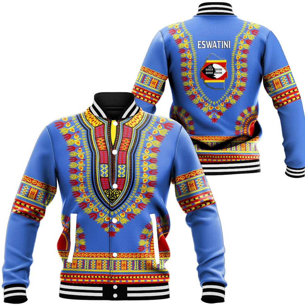 Eswatini Traditional Dashiki, African Baseball Jacket For Men Women