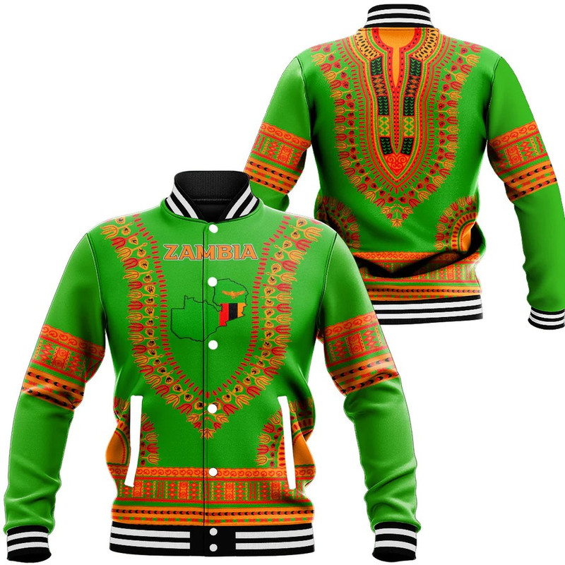 Zambia Traditional Dashiki, African Baseball Jacket For Men Women