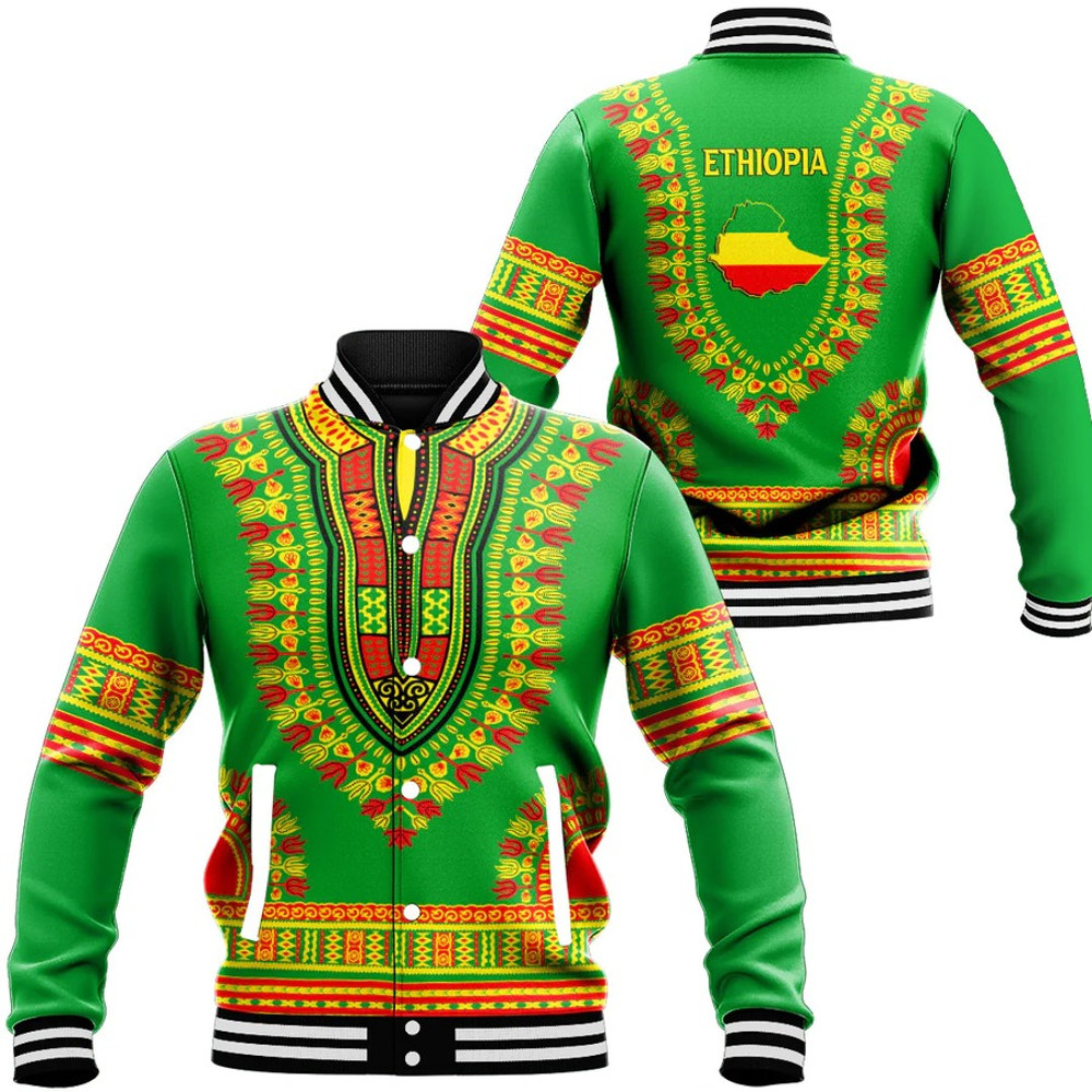 Ethiopia Traditional Dashiki, African Baseball Jacket For Men Women