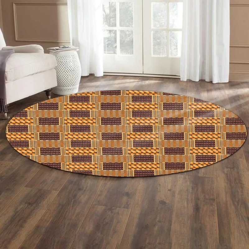 Bonwire Style Kente Round Carpet, African Rug For Home
