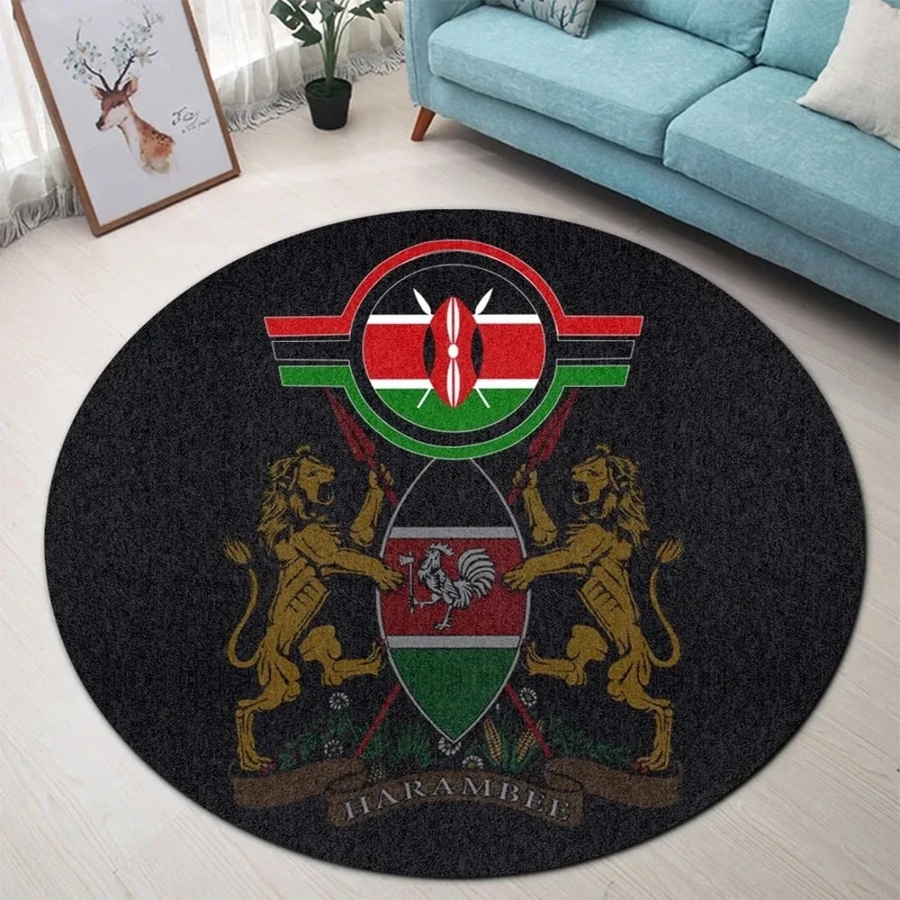 Kenya Grunge Round Carpet, African Rug For Home
