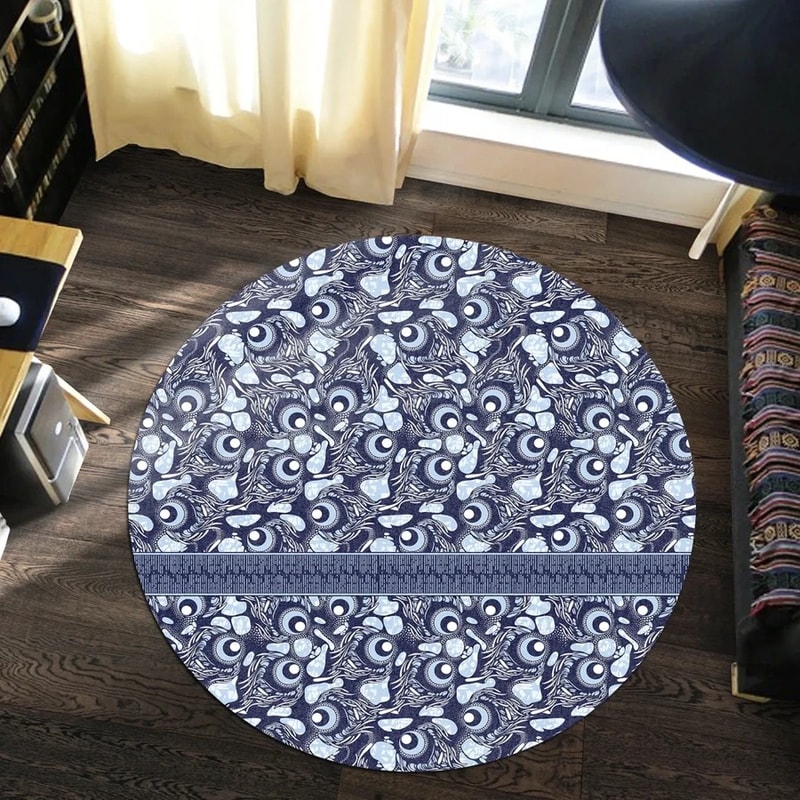 Ankara Peacock Round Carpet, African Rug For Home