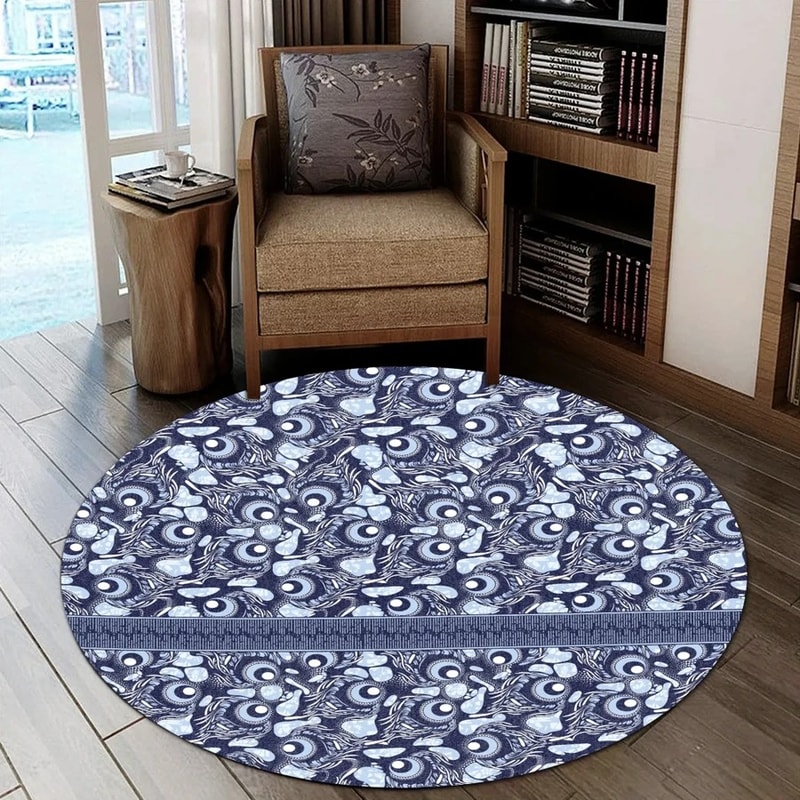 Ankara Peacock Round Carpet, African Rug For Home