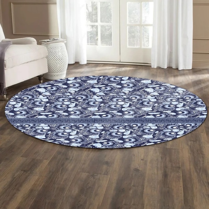 Ankara Peacock Round Carpet, African Rug For Home