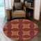 Mix Symbol Red Kitenge Round Carpet, African Rug For Home