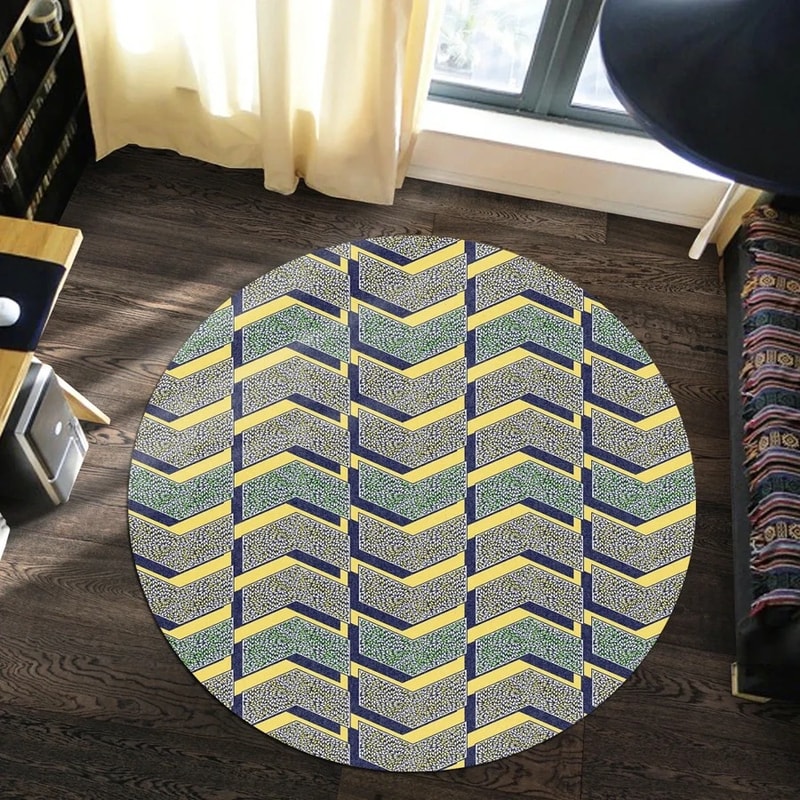 Ankara Geometric Round Carpet, African Rugs, Round Rugs For Home