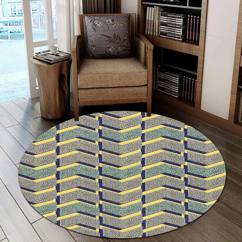 Ankara Geometric Round Carpet, African Rugs, Round Rugs For Home