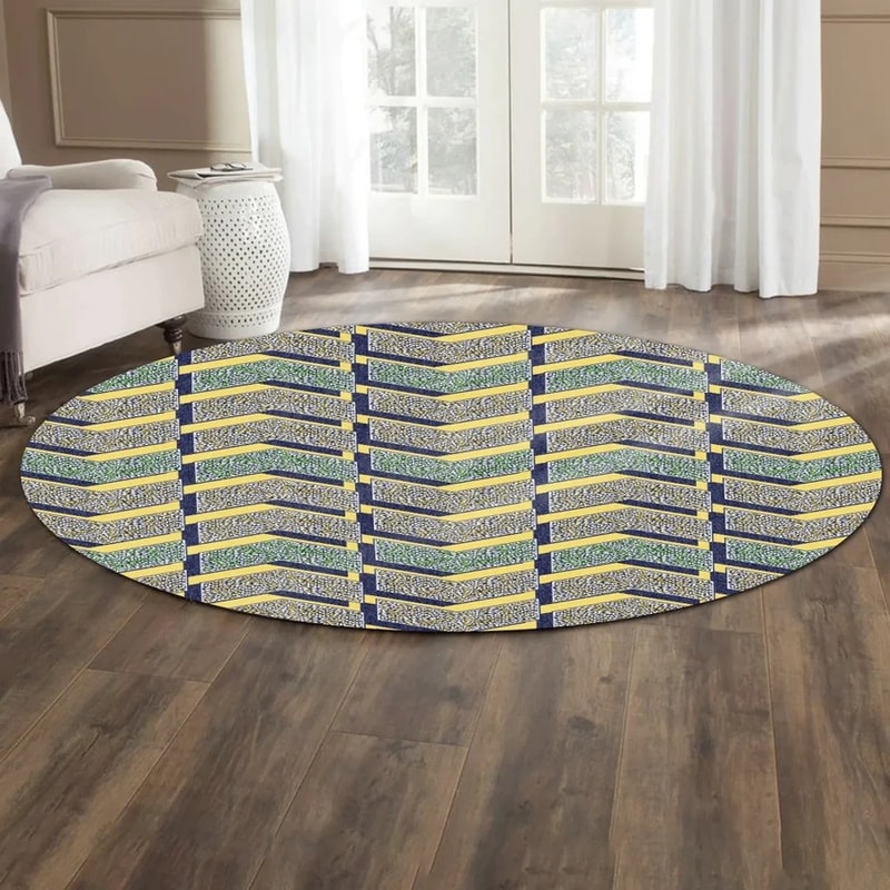 Ankara Geometric Round Carpet, African Rugs, Round Rugs For Home