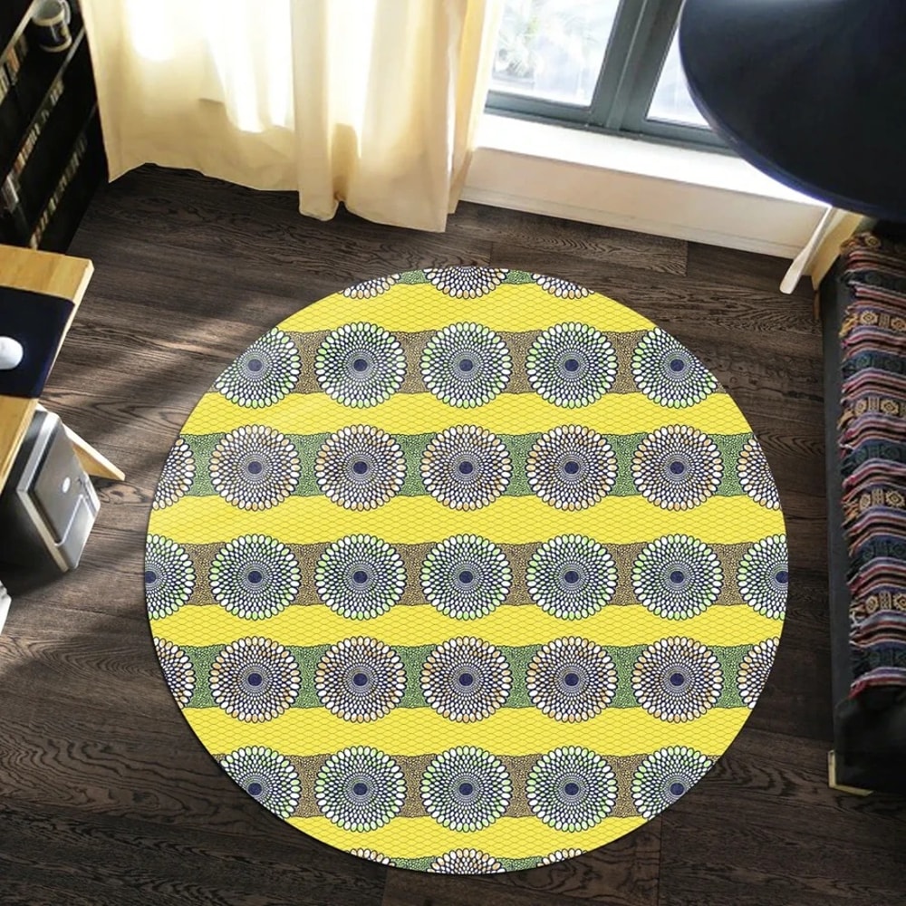 Ankara Imarisa Light Round Carpet, African Rugs, Round Rugs For Home