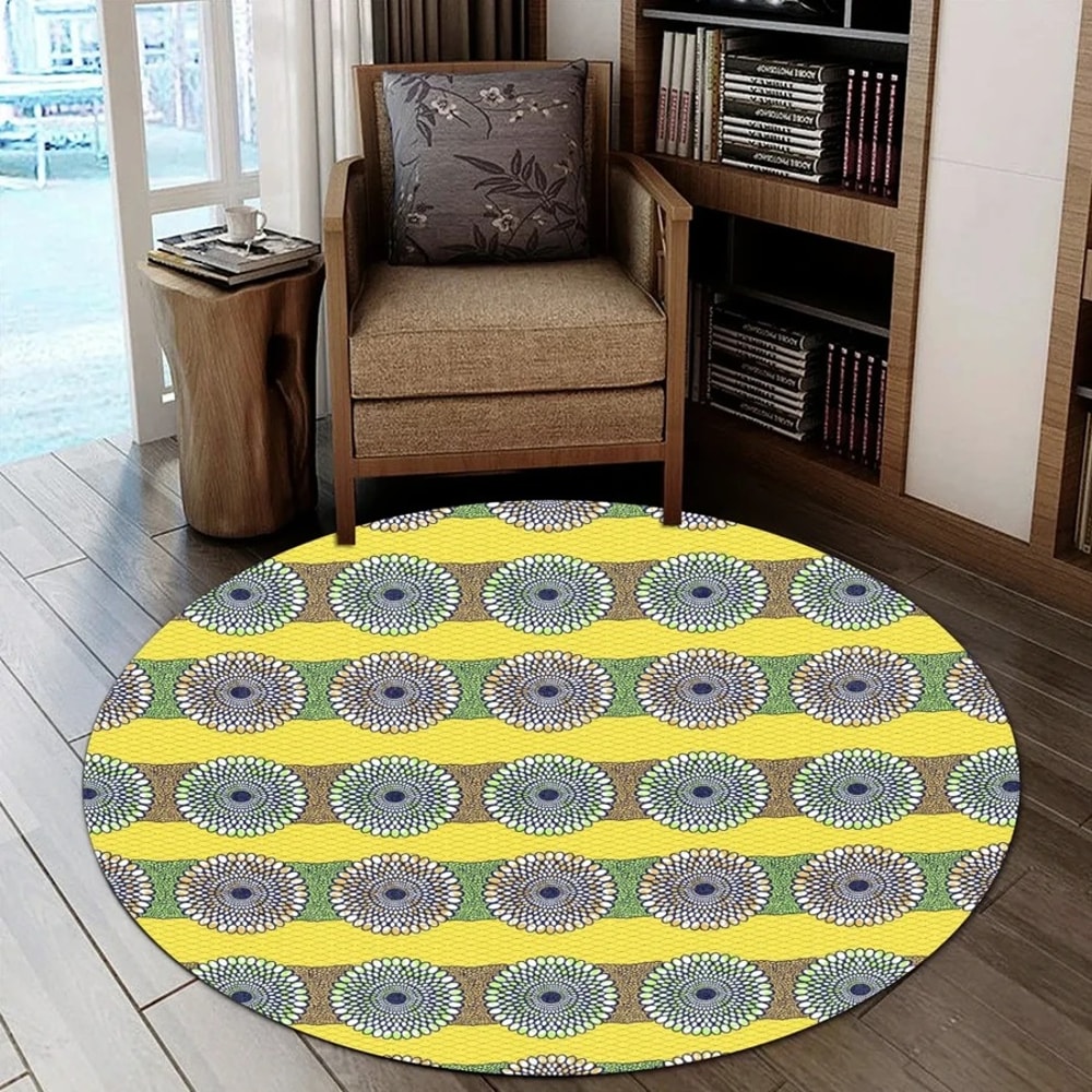 Ankara Imarisa Light Round Carpet, African Rugs, Round Rugs For Home