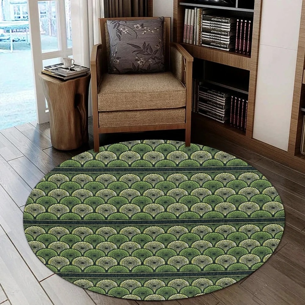 Ankara Cowrie Waves Round Carpet, African Rugs, Round Rugs For Home