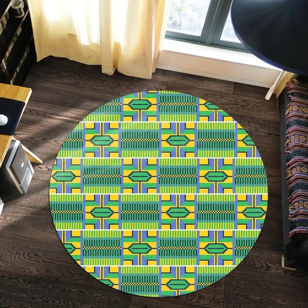 Verdurous Kente Round Carpet, African Rugs, Round Rugs For Home