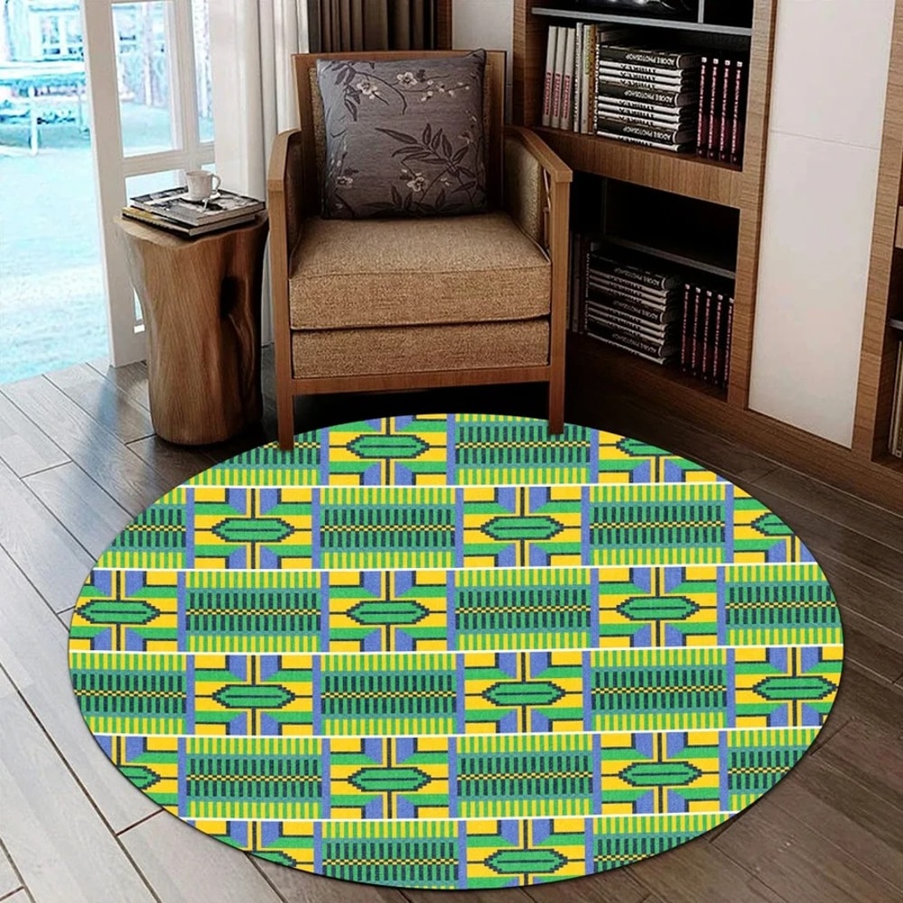 Verdurous Kente Round Carpet, African Rugs, Round Rugs For Home
