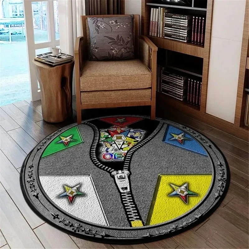 OES Order of the Eastern Stars New Way Round Carpet, African Rugs, Round Rugs For Home