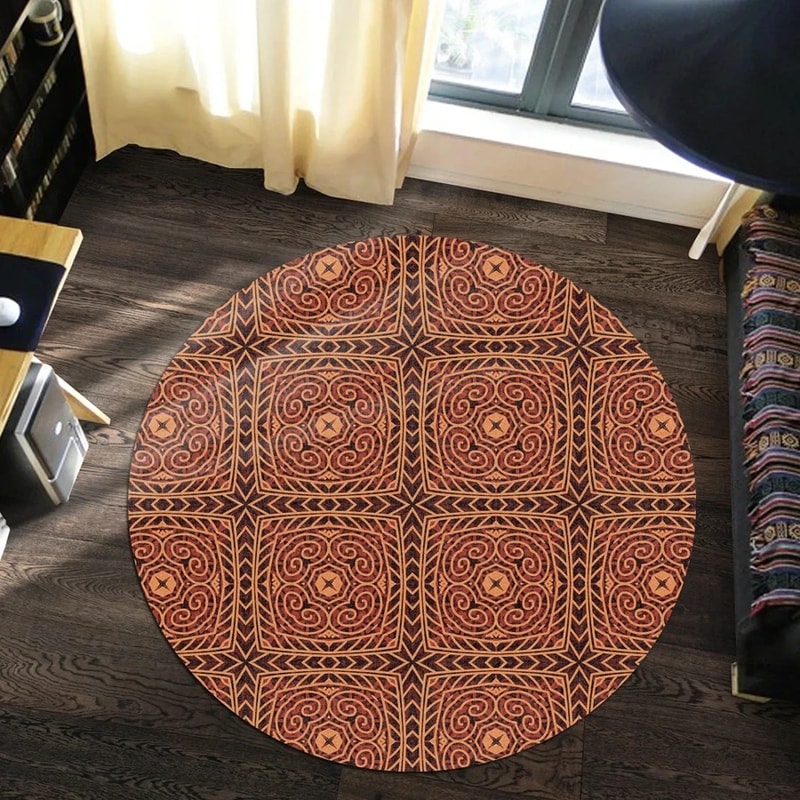 Vintage Kitenge Round Carpet, African Rugs, Round Rugs For Home