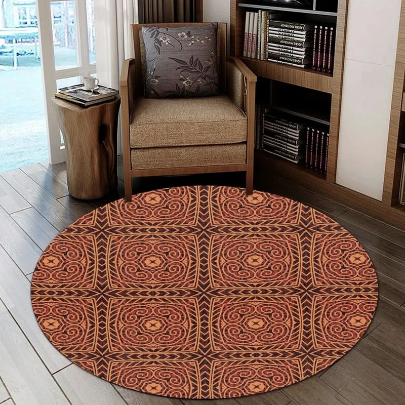 Vintage Kitenge Round Carpet, African Rugs, Round Rugs For Home