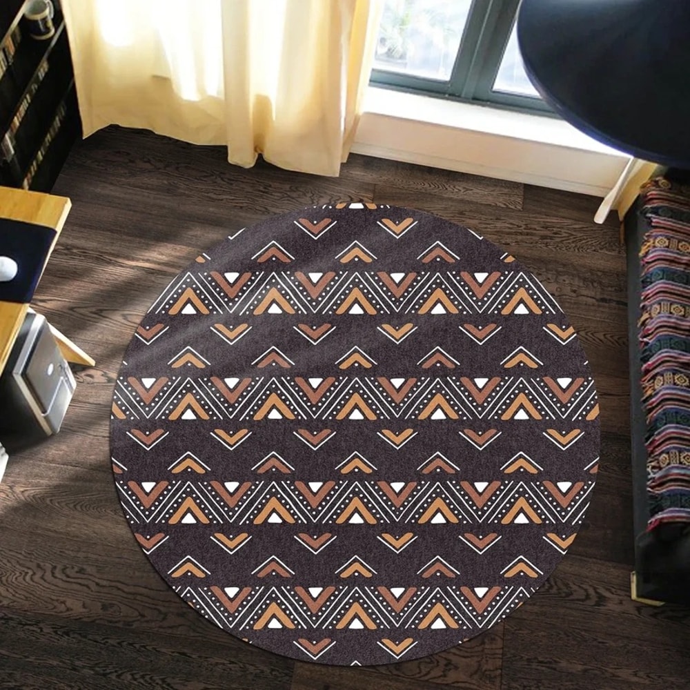Culture Bogolan Round Carpet, African Rugs, Round Rugs For Home