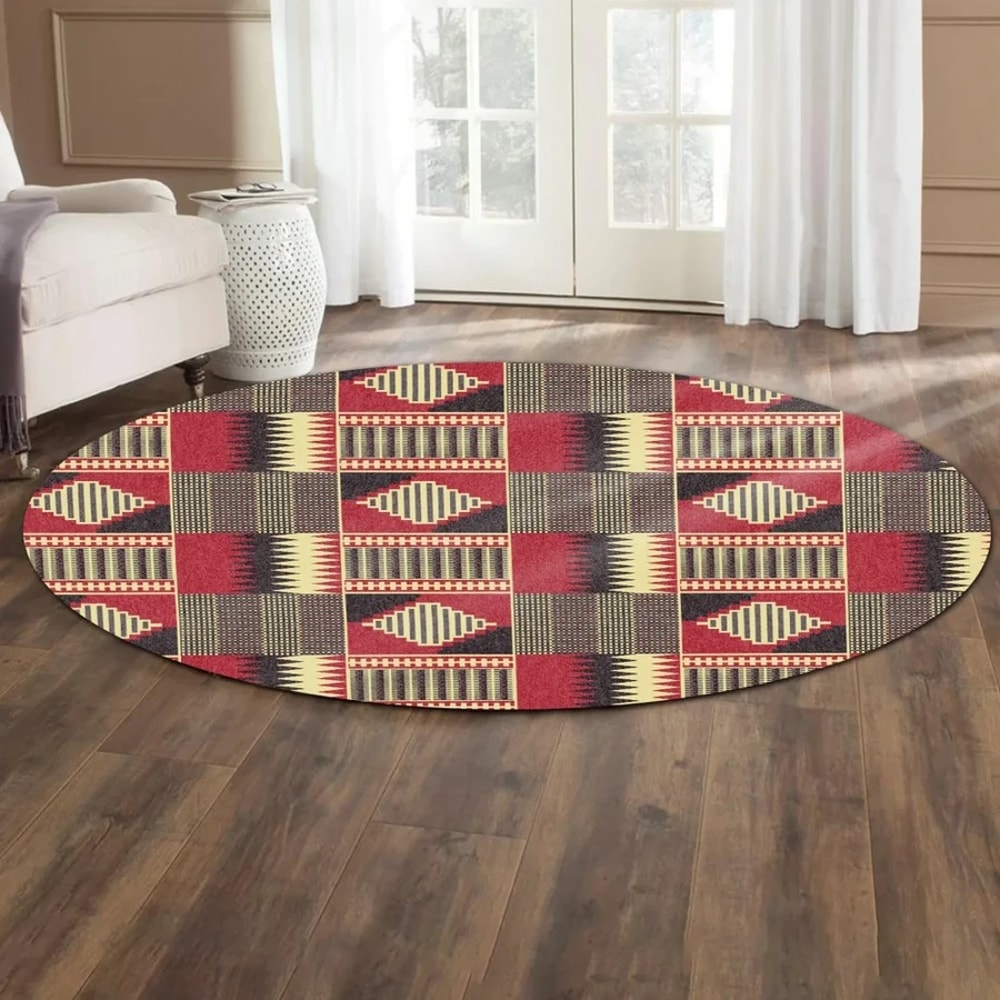 Family Unity Kente Round Carpet, African Rugs, Round Rugs For Home