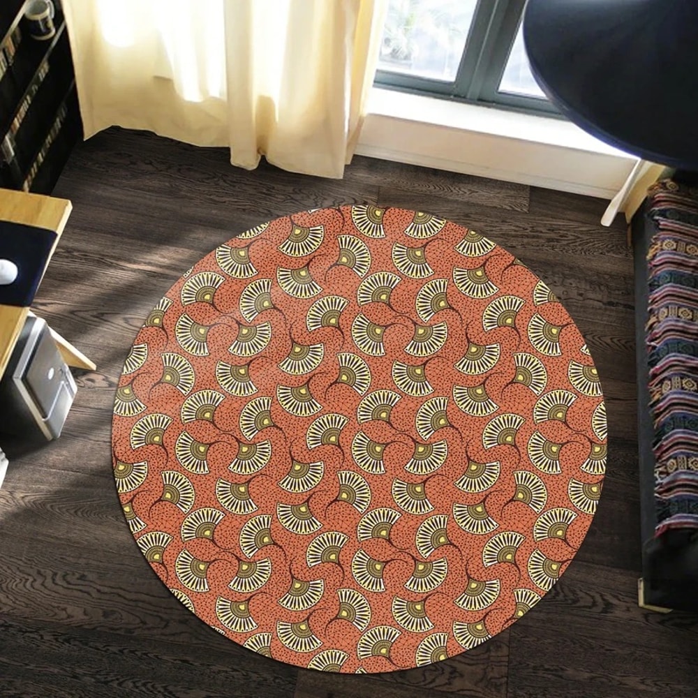 Ankara African Flora Round Carpet, African Rugs, Round Rugs For Home
