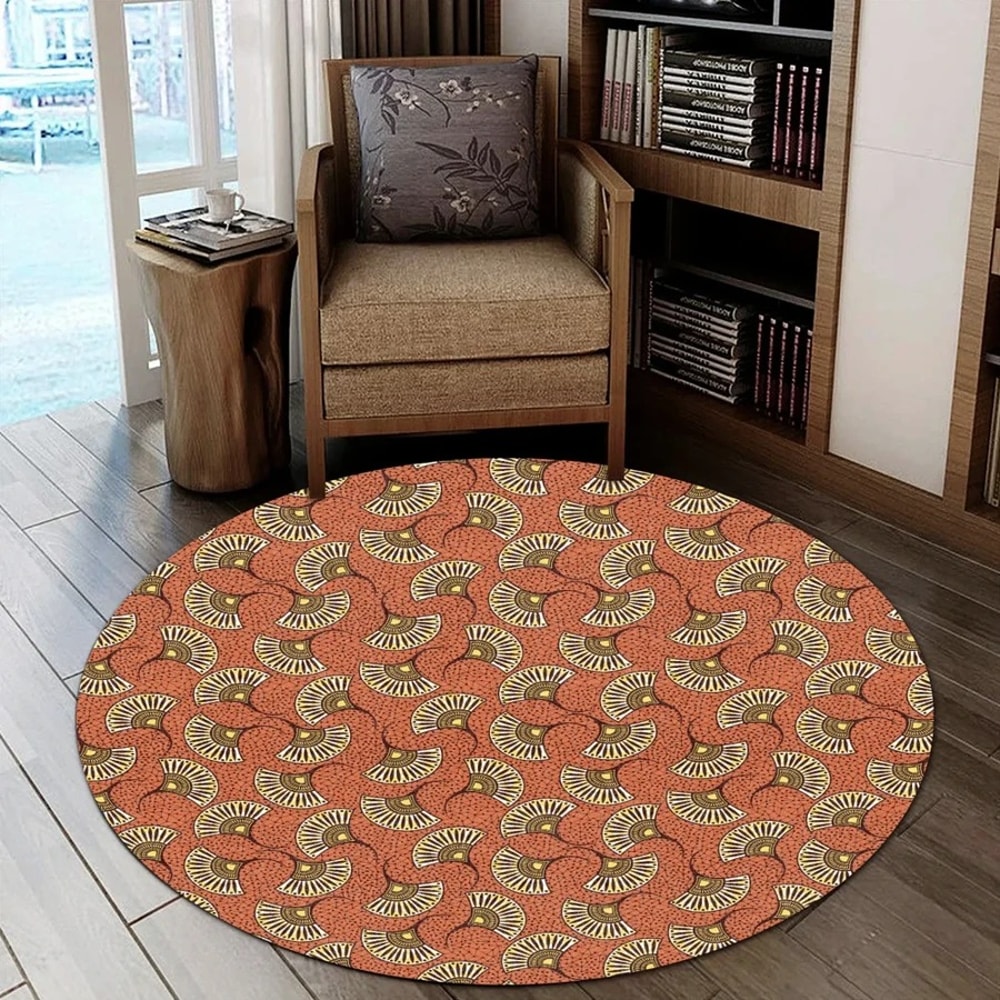 Ankara African Flora Round Carpet, African Rugs, Round Rugs For Home