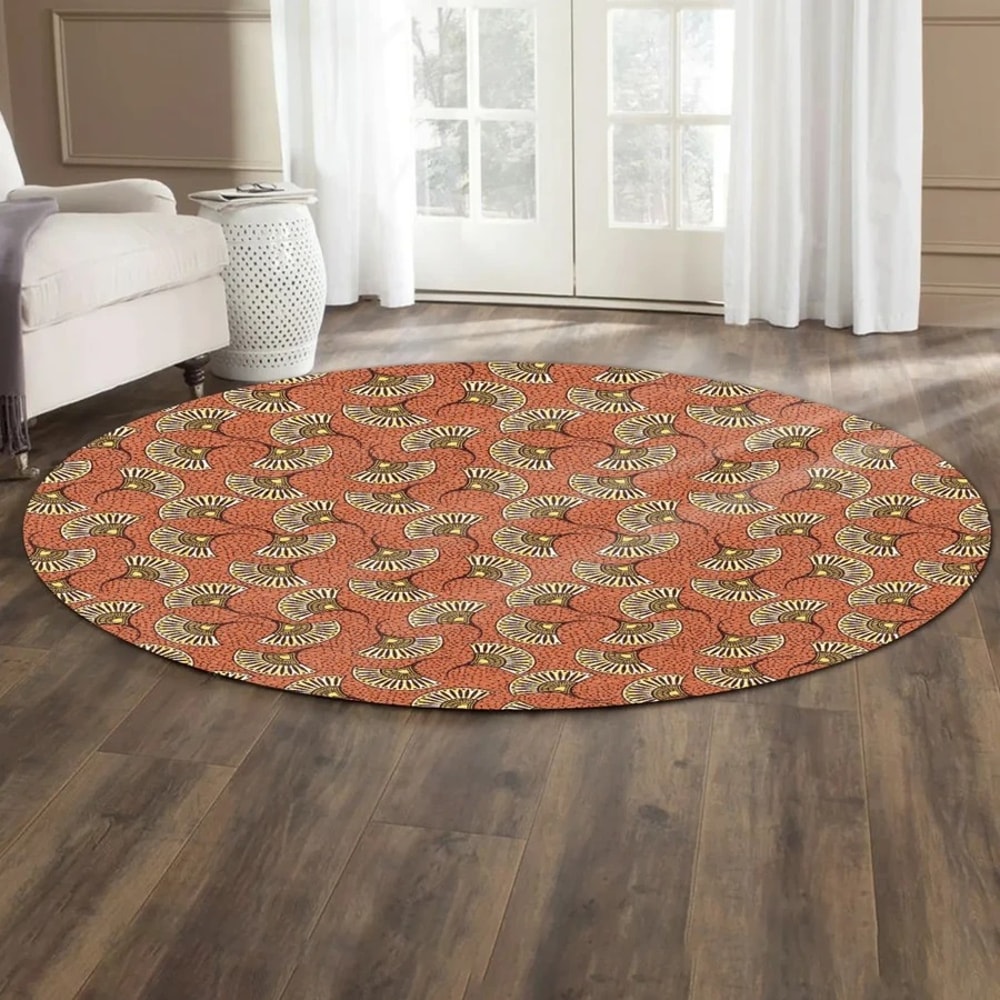 Ankara African Flora Round Carpet, African Rugs, Round Rugs For Home