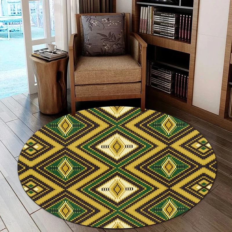 Noble Akokobaatan Kente Round Carpet, African Rugs, Round Rugs For Home