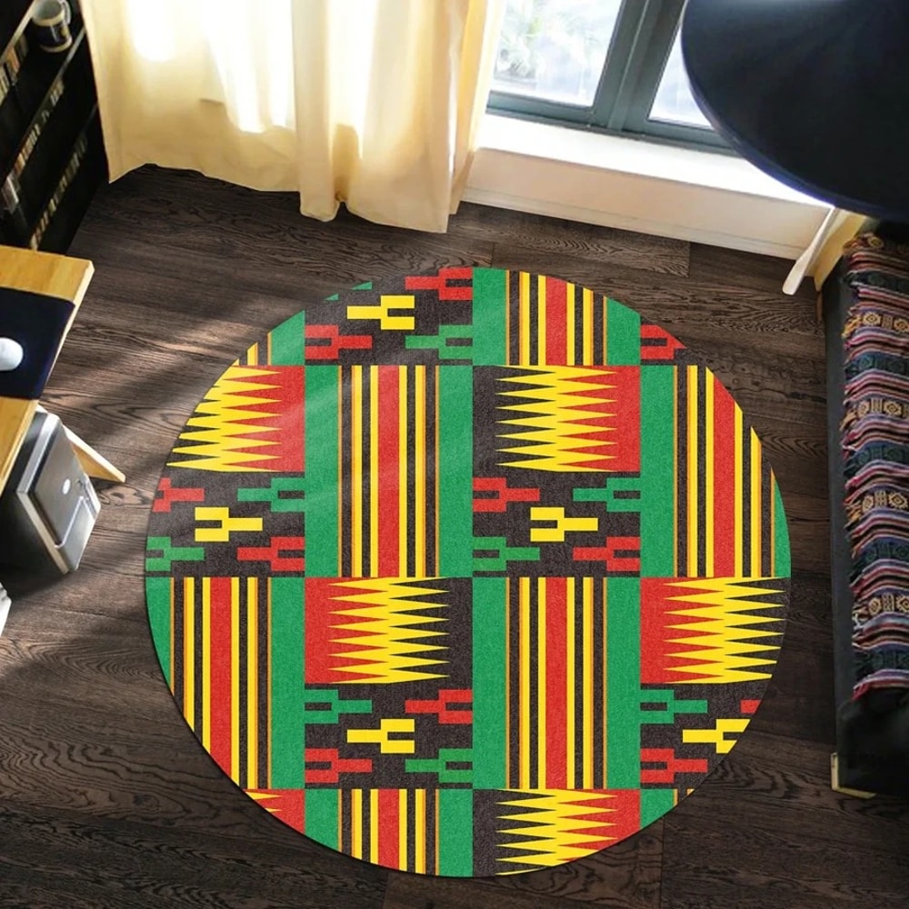 Adwinasa Kente Round Carpet, African Rugs, Round Rugs For Home