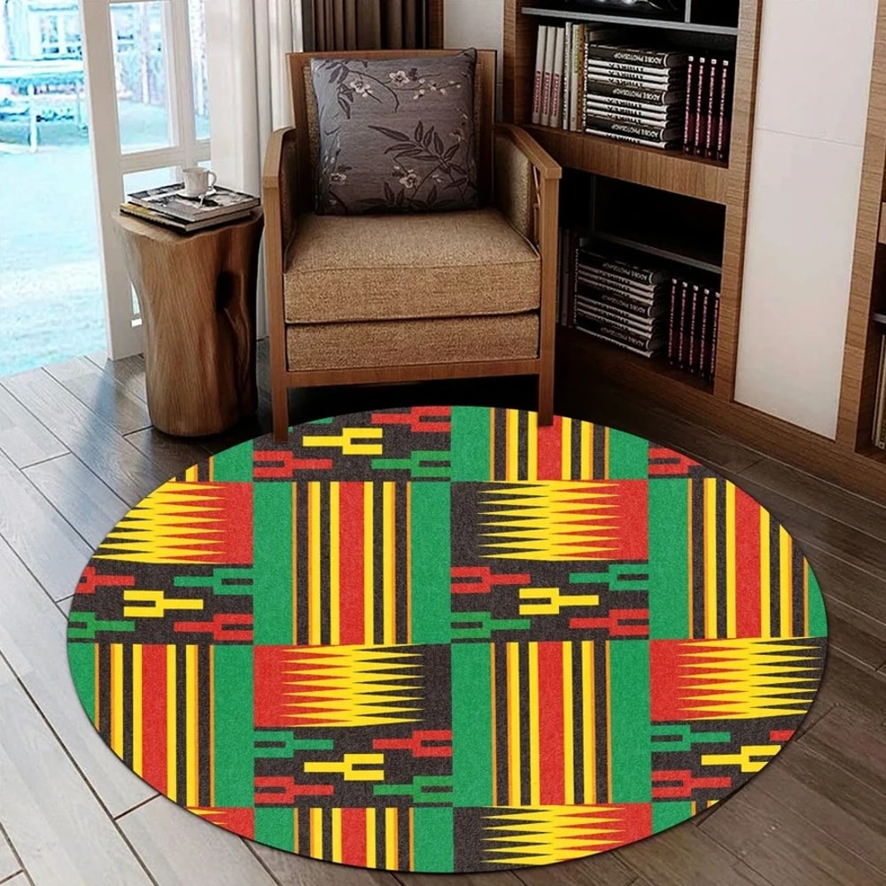 Adwinasa Kente Round Carpet, African Rugs, Round Rugs For Home