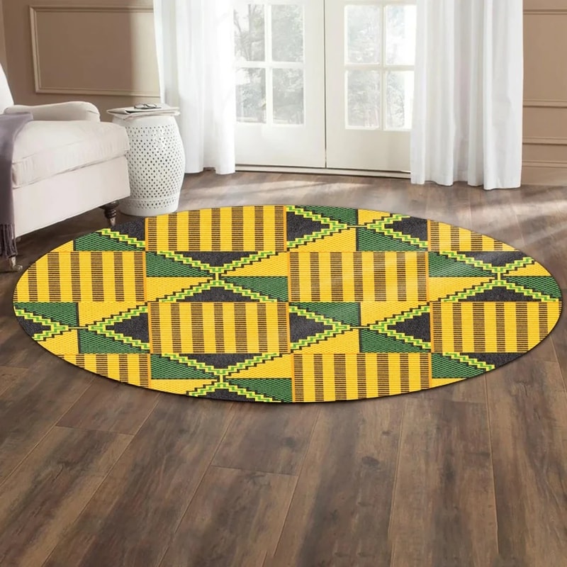 Apremoo Kente Round Carpet, African Rugs, Round Rugs For Home