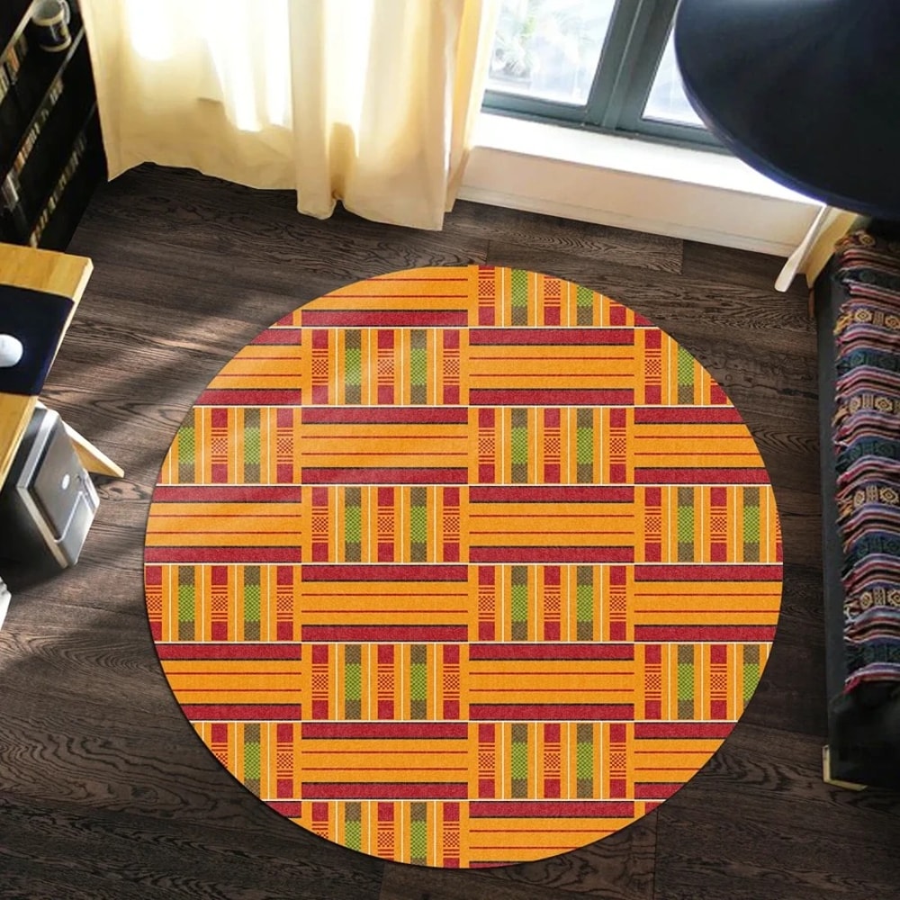 The Ewe Kente Round Carpet, African Rugs, Round Rugs For Home