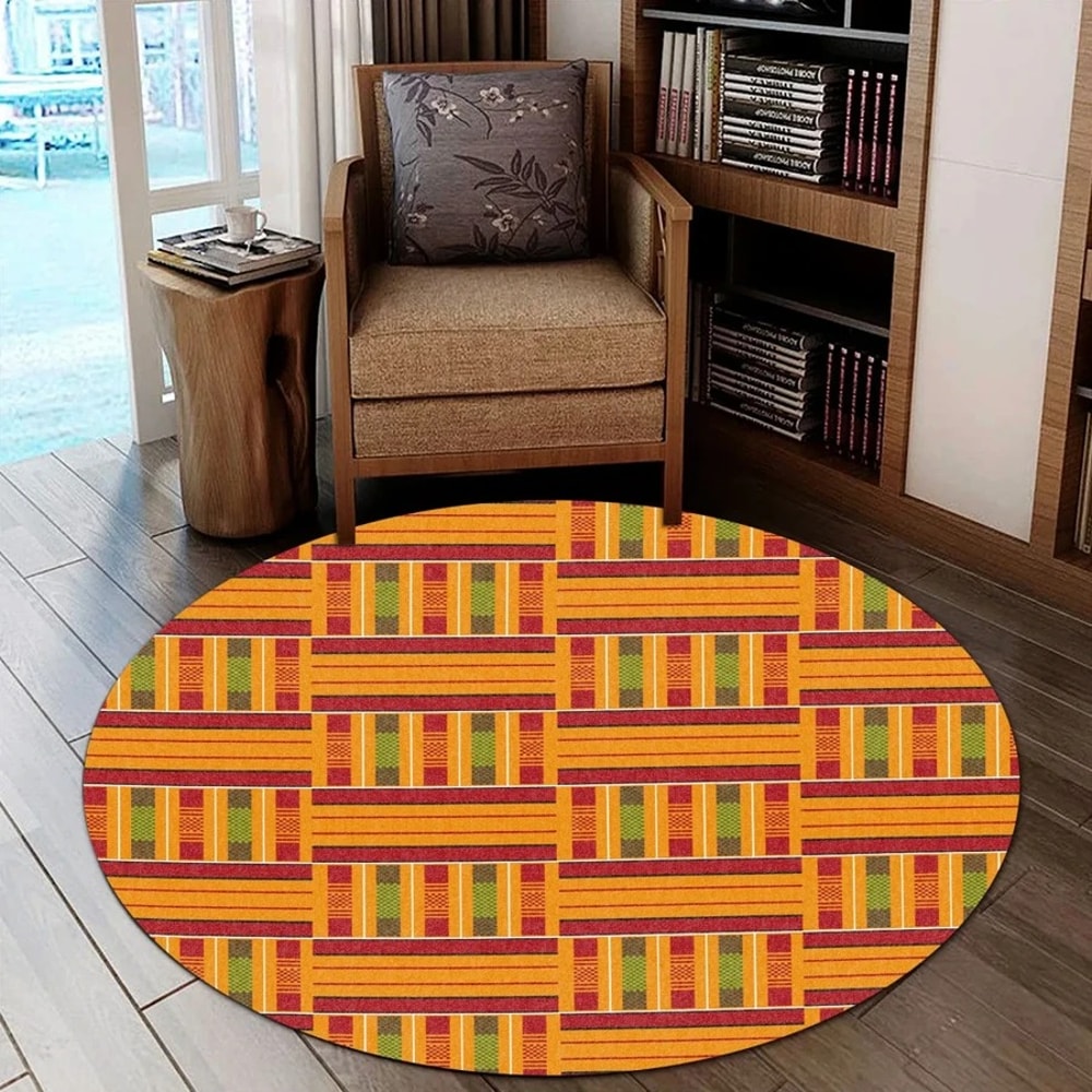 The Ewe Kente Round Carpet, African Rugs, Round Rugs For Home