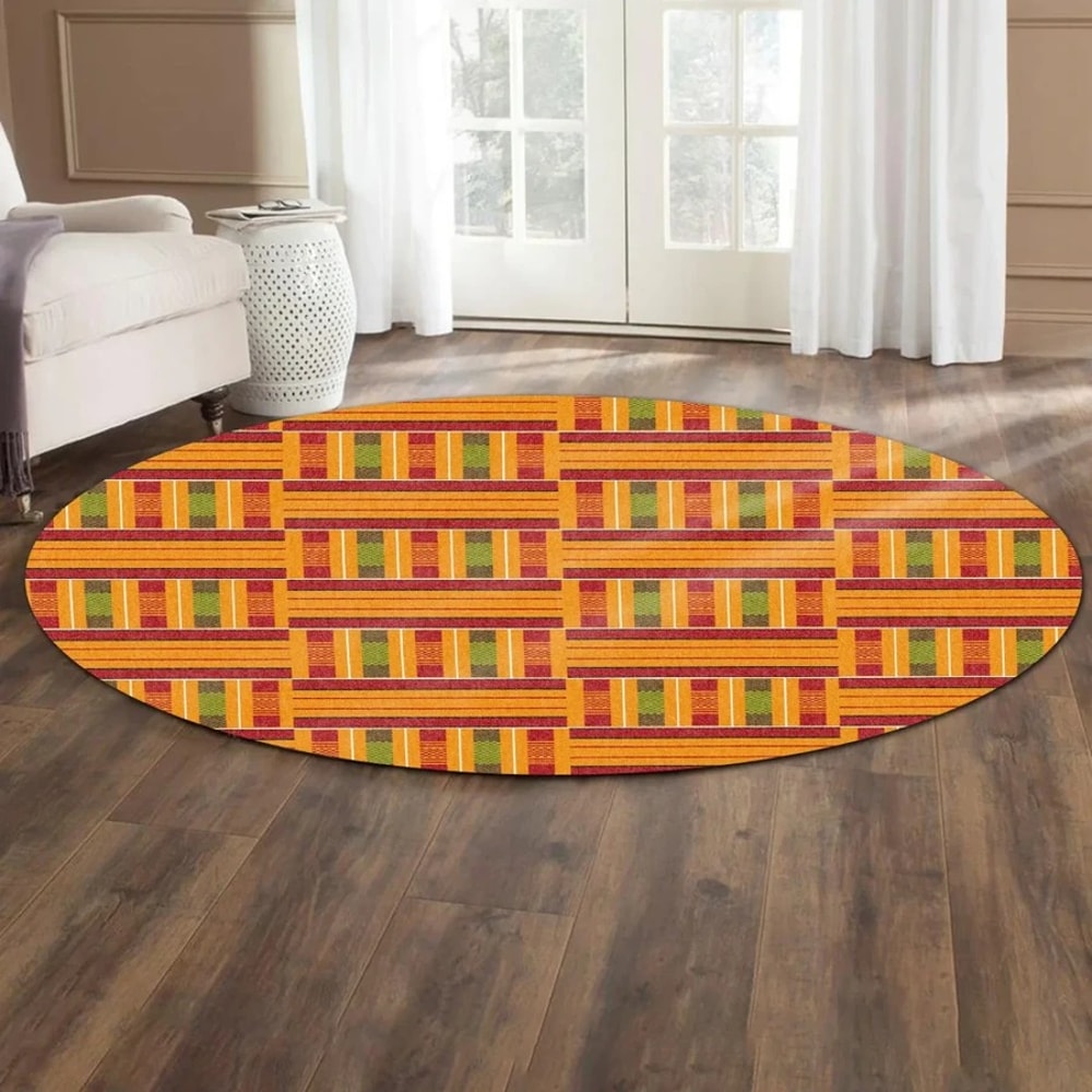 The Ewe Kente Round Carpet, African Rugs, Round Rugs For Home