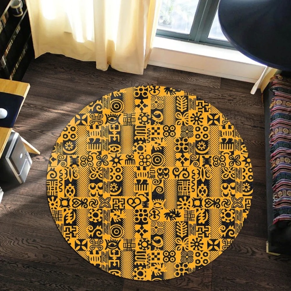 Culture Adinkra Round Carpet, African Rugs, Round Rugs For Home