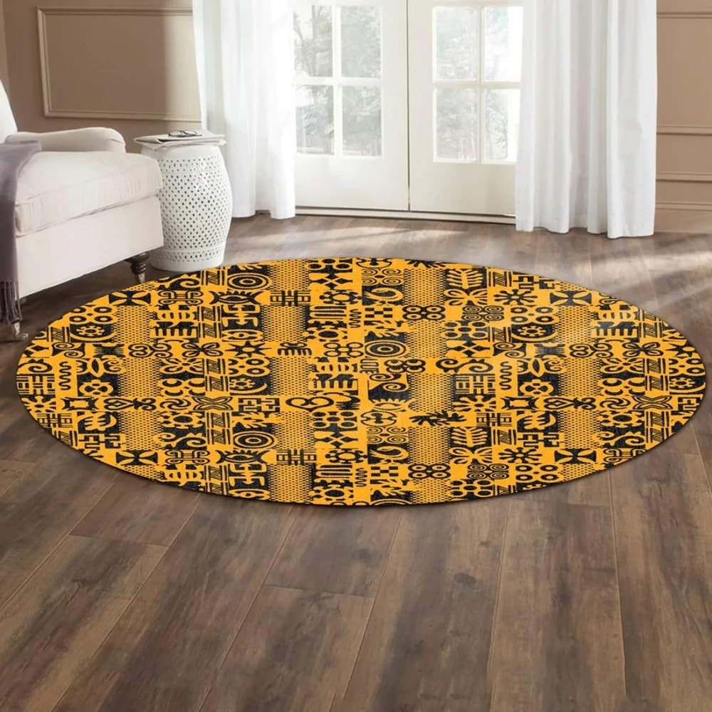 Culture Adinkra Round Carpet, African Rugs, Round Rugs For Home