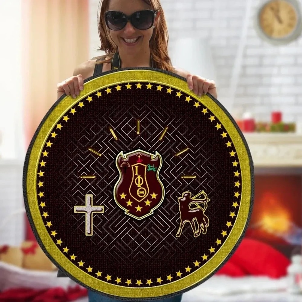 Iota Phi Theta Stars Round Carpet, African Rugs, Round Rugs For Home