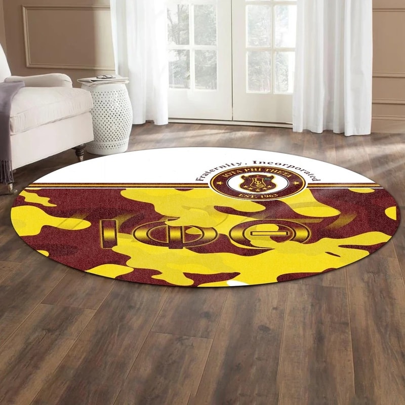 Motto Iota Phi Theta Camouflage Round Carpet, African Rugs, Round Rugs For Home