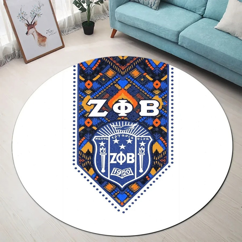Zeta Phi Beta African Pattern - White Round Carpet, African Rugs, Round Rugs For Home