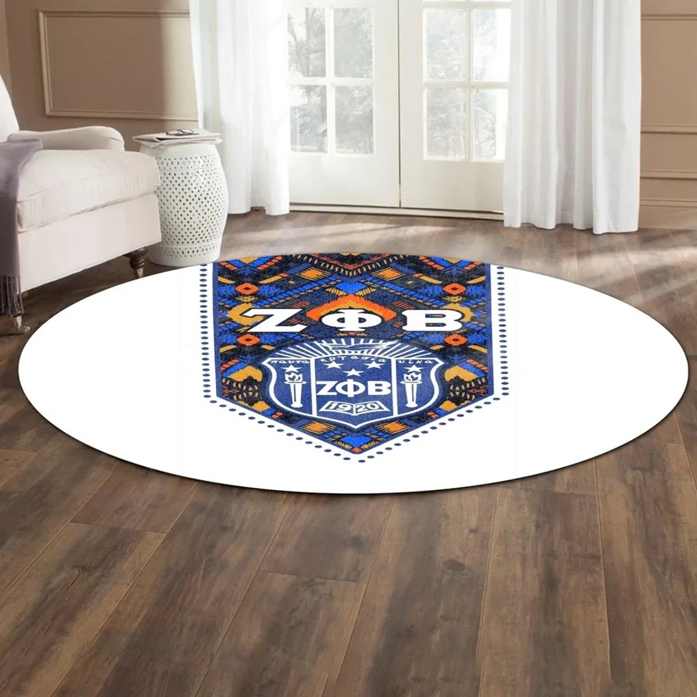 Zeta Phi Beta African Pattern - White Round Carpet, African Rugs, Round Rugs For Home